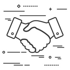 handshake thin line design icon - vector illustration