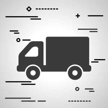 Flat Line design graphic image concept of truck icon on a grey background