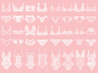 Collection of lingerie. Panty and bra set. Body. - 153844803