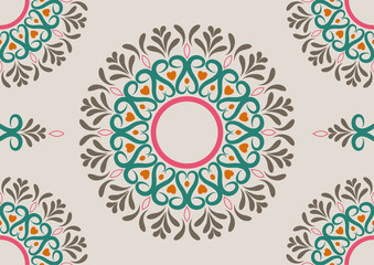 Mandala vector seamless pattern. Vintage decorative elements. Hand drawn tiles background. Islam, Arabic, Indian,turkish,pakistan,chinese, ottoman motifs