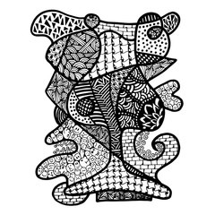 Doodle art of glass for coloring page.