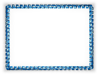 Frame and border of ribbon with the state South Dakota flag, USA. 3d illustration