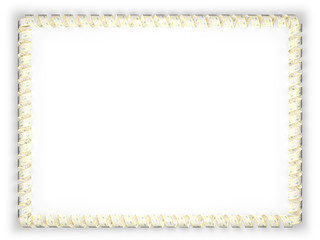 Frame and border of ribbon with the state Rhode Island flag, USA. 3d illustration
