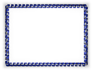 Frame and border of ribbon with the state New York flag, USA. 3d illustration