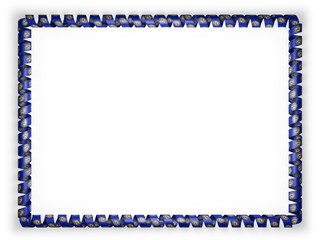 Frame and border of ribbon with the state Nebraska flag, USA. 3d illustration