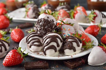 Strawberries covered with chocolate