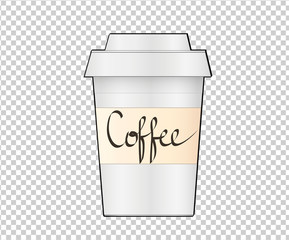 Paper Coffee Cup on transparent background. Collection Coffee Cup Mockup. Vector Illustration Template