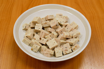 Preserved pork sausage chop into dice