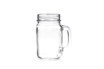 Empty vintage mason Jar on White background