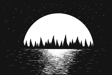 seascape of night sea