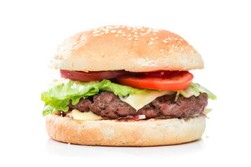 Classic big burger cheeseburger isolated