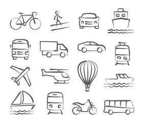Transport doodle icons