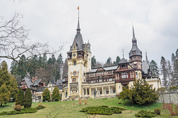 The Peles Castle from Sinaia Romania, Carpathian Mountains