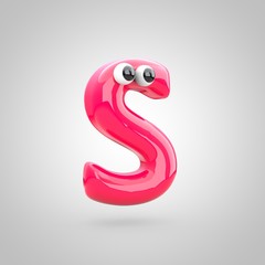 Obraz premium Funny pink letter S uppercase with eyes