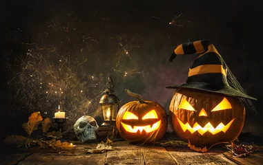 Muurstickers Halloween pumpkin head jack lantern © Alexander Raths