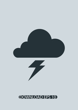 Lightning Cloud Icon, Vector