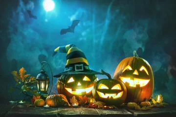 Wandcirkels aluminium Halloween pumpkin head jack lantern © Alexander Raths