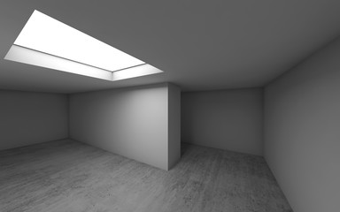 Empty room interior with square ceiling light, 3d