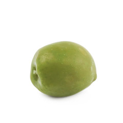 Single green olive isolated