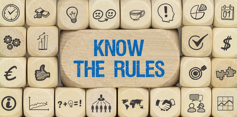 Know the Rules / Würfel mit Symbole - obrazy, fototapety, plakaty