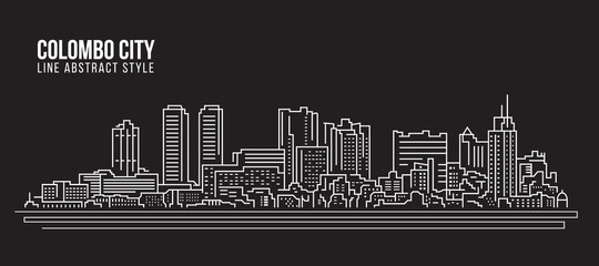 Cityscape Building Line art Vector Illustration design - colombo city - obrazy, fototapety, plakaty