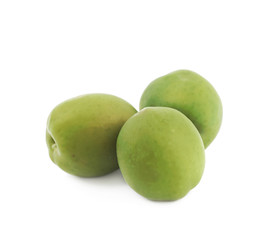 Pile of green olives isolated