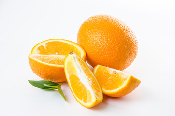 Fruit. Orange and green mint leaves