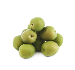 Pile of green olives isolated