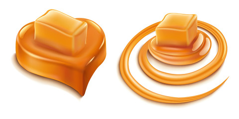 caramel heart candy and caramel splash