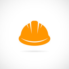 Orange hard hat vector icon