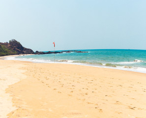Coastline of the ocean in the summer Querim Beach, Goa.