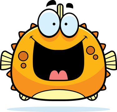 happy cartoon orange pufferfish smiling clip art preview