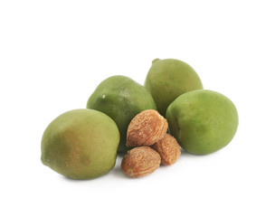 Pile of green olives isolated