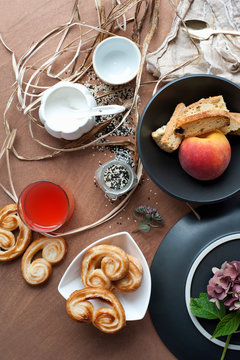 Pastries apricot biscotti and sugar
