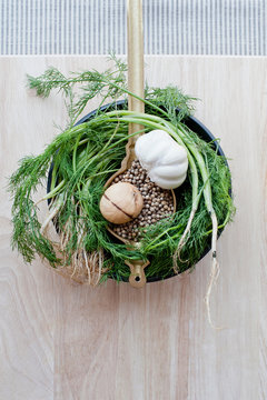 Garlic dill stalks and seeds