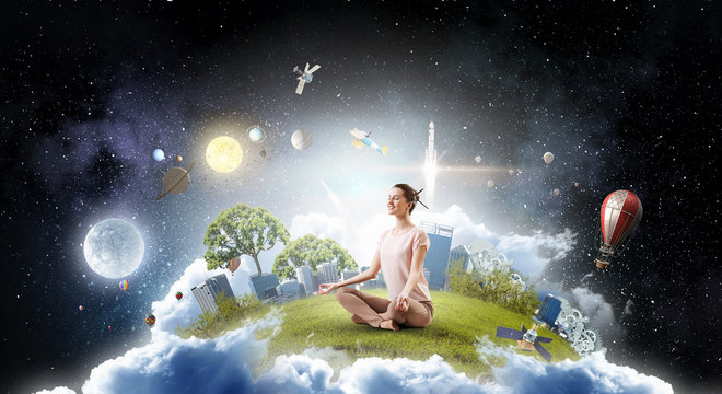 Business and healthy life balance. Mixed media . Mixed media