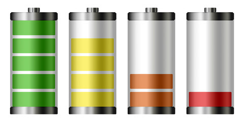 Four different battery levels