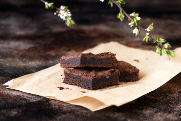 Chocolate brownie cake slices