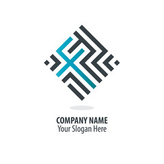 Obraz premium Initial Letter F Maze Logo Concept