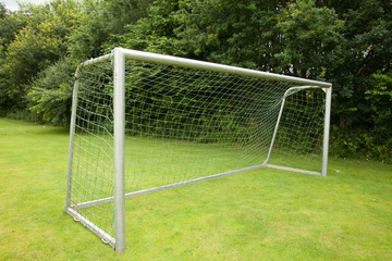 soccer goal on a meadow