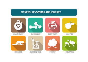  Fitness Flat Icon Set