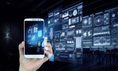 Presenting new device . Mixed media