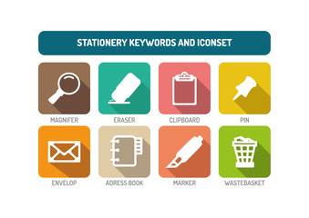 Stationery Flat Icon Set
