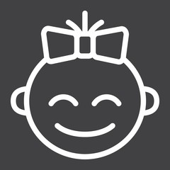 Baby girl line icon, child and infant, vector graphics, a linear pattern on a black background, eps 10.