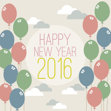 Happy New Year 2016 Vintage Style Vector Illustration