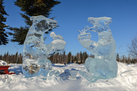 Beautiful winter ice sculpture in Fairbank