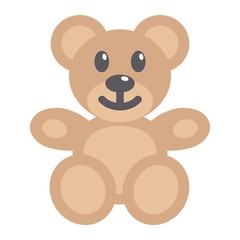 Teddy bear flat icon, plush toy and baby, vector graphics, a coloful solid pattern on a white background, eps 10.
