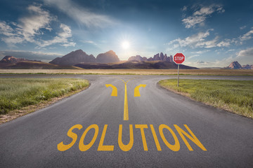 Road for the right and a wrong way at intersection