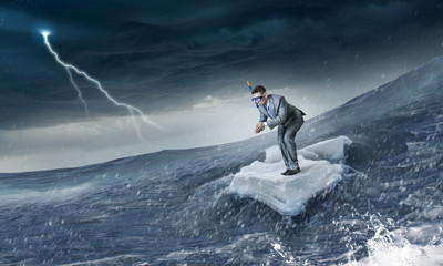 He will jump in feet first. Mixed media . Mixed media