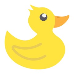 Rubber duck flat icon, baby toy and shower, vector graphics, a colorful solid pattern on a white background, eps 10.